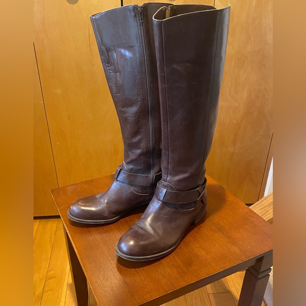 Anthropologie Hitched Knee Boots - Brown Leather